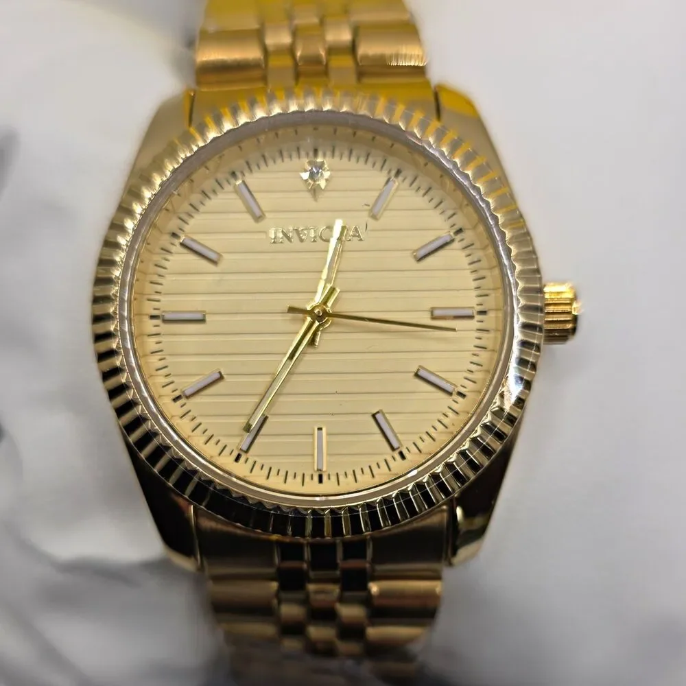 Invicta Quartz Wristwatch 40mm Gold-Tone Stainless Bracelet, Fluted Bezel,69167